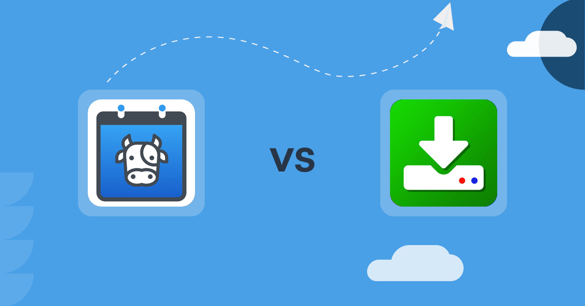 Shopify Digital Products Apps: Appointment Booking Cowlendar vs Uplinkly Digital Downloads