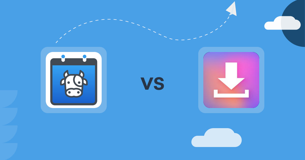 Shopify Digital Products Apps: Appointment Booking Cowlendar vs Simply Digital Download